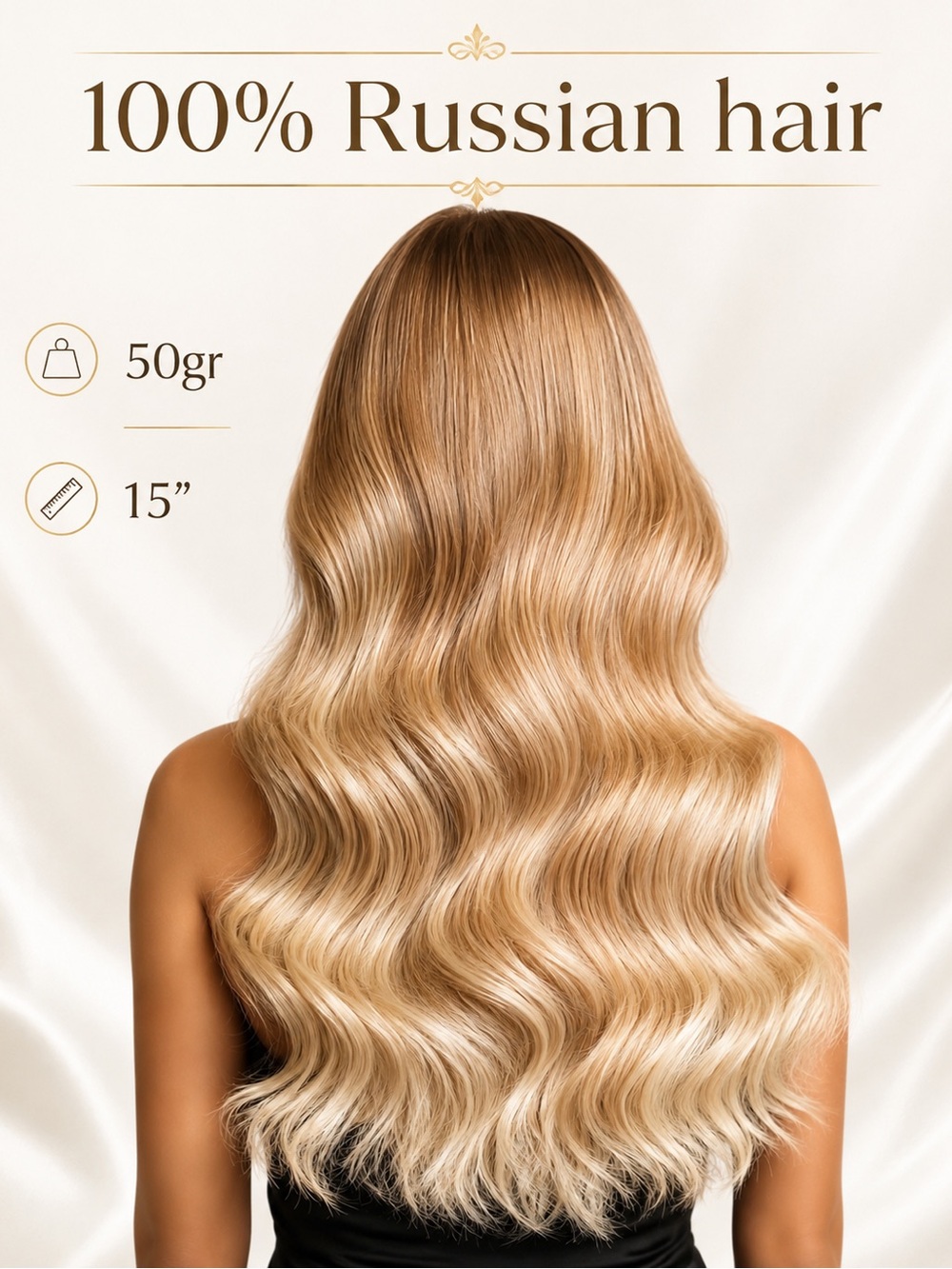 100% Russian Blonde Hair Extensions - Light Blonde Wavy